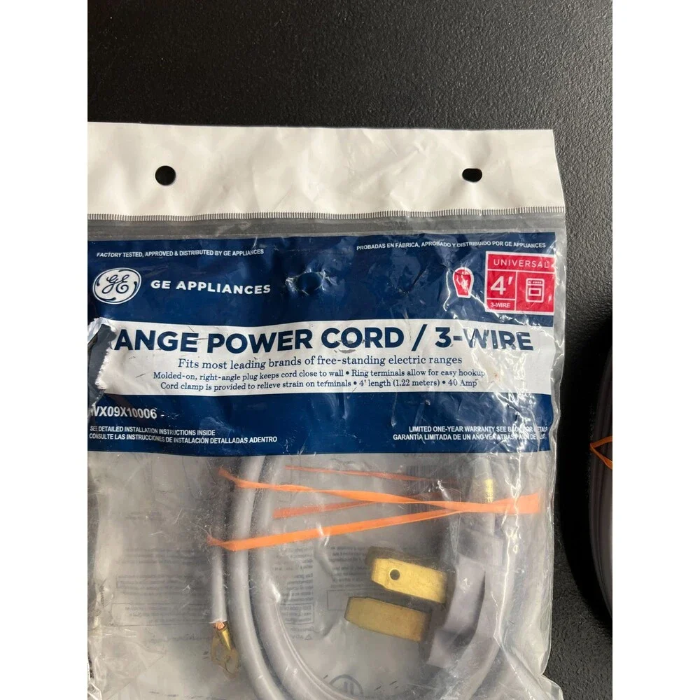 4' GE Electric Range Power Cord 3 Wire 3 Prong 40 Amp Appliances WX09X10006